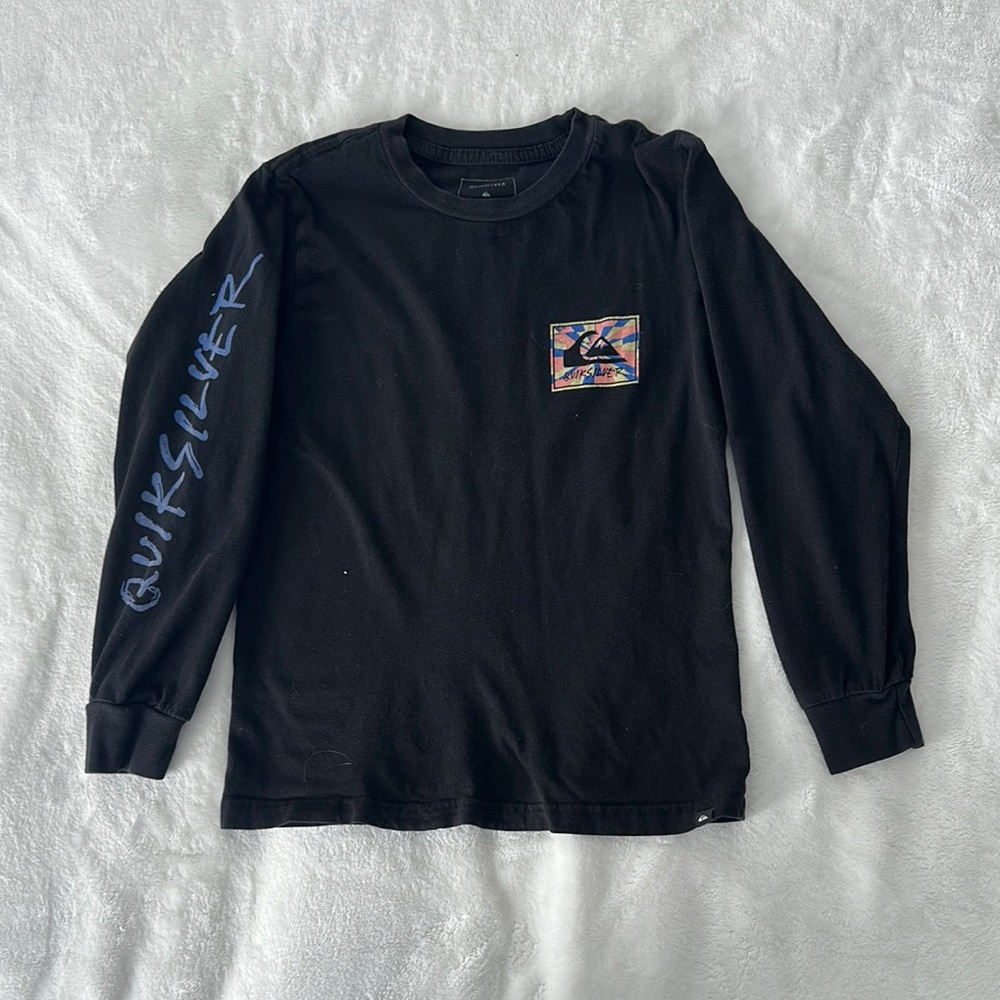 Quiksilver Black and Blue Graphic Long Sleeve